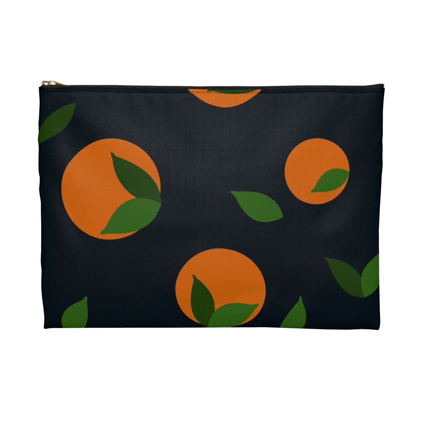 Flat Zipper Pouch - Oranges on Navy
