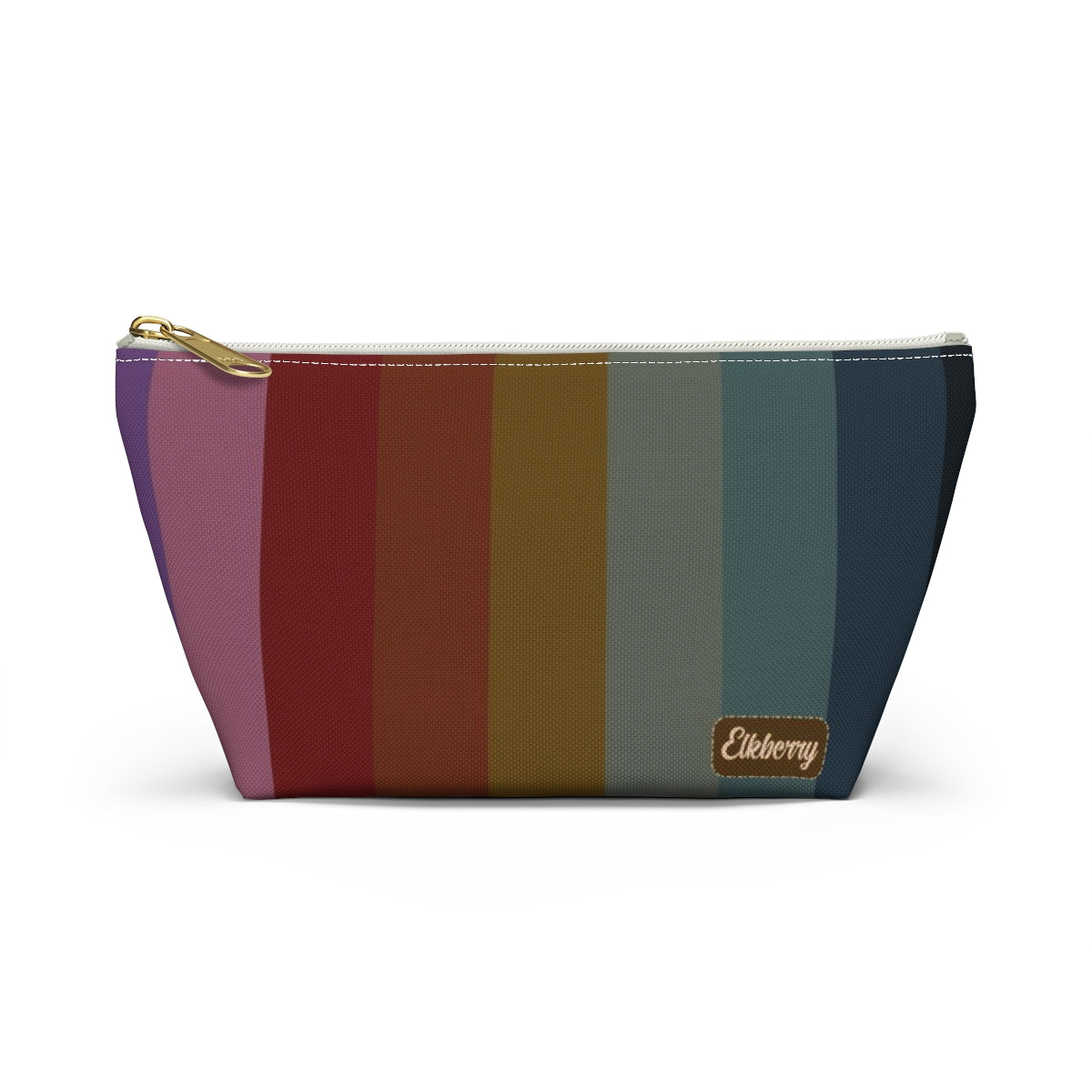 Big Bottom Zipper Pouch - Jewel Tone Rainbow, Vertical