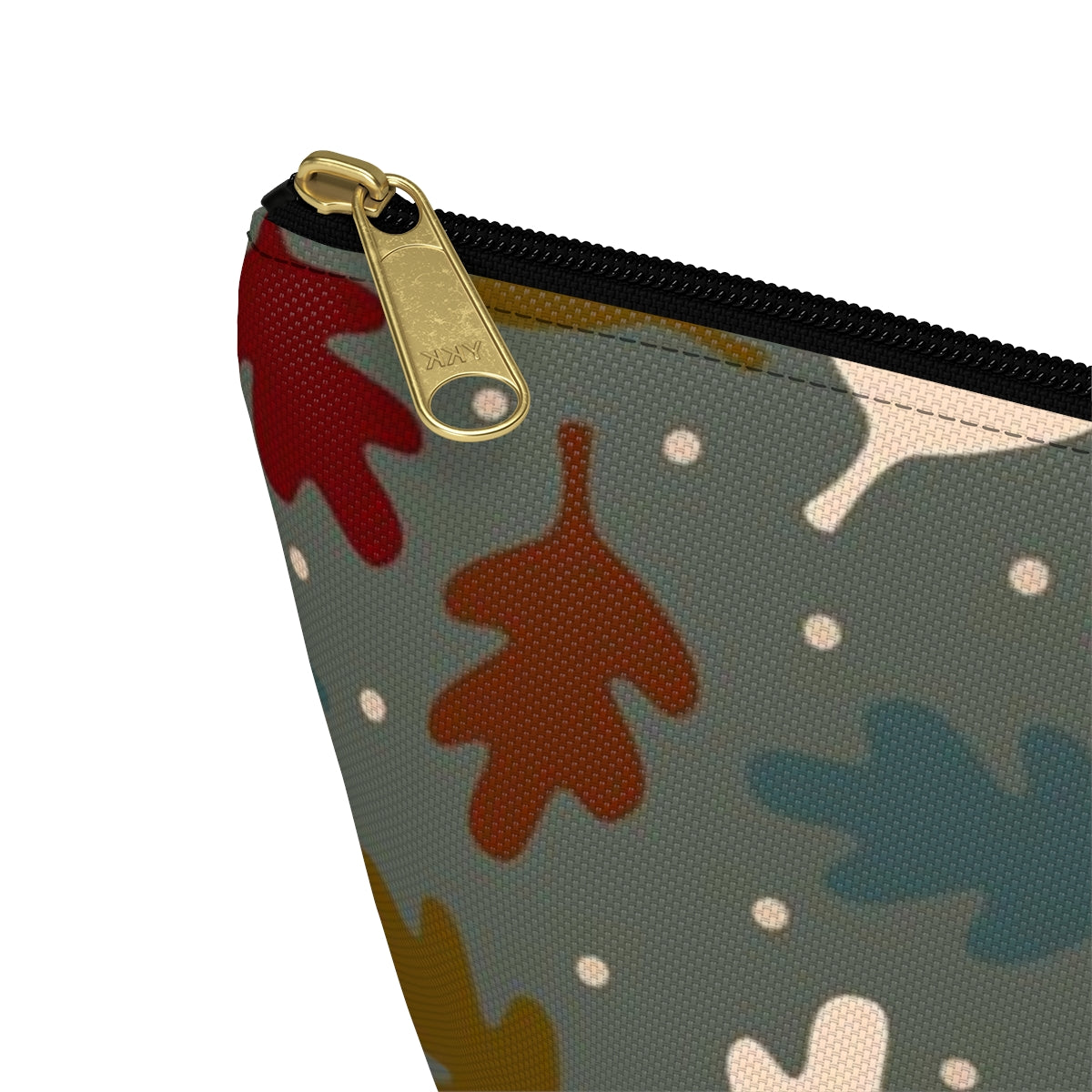 Big Bottom Zipper Pouch - Fall Leaves on Sage