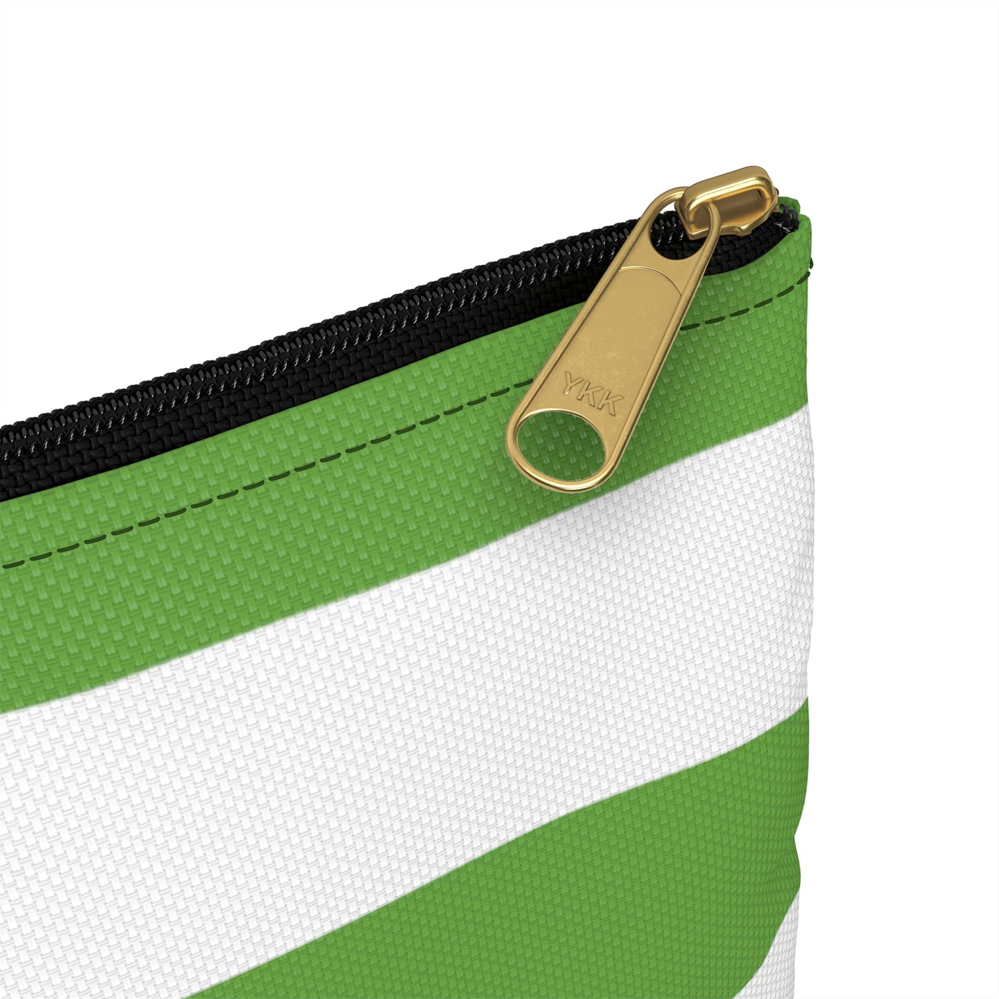 Flat Zipper Pouch - Lime Green/White Stripes