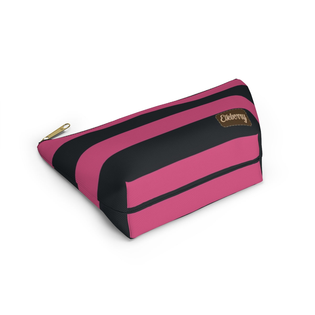 Big Bottom Zipper Pouch - Hot Pink/Navy Stripes