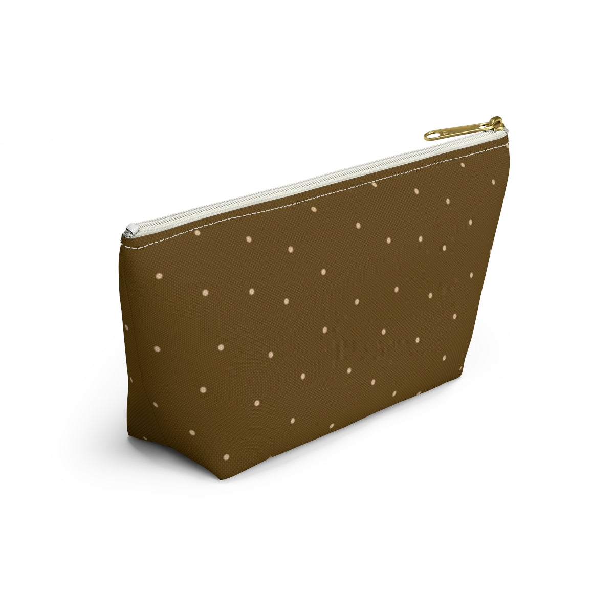 Big Bottom Zipper Pouch - Dots on Mustard
