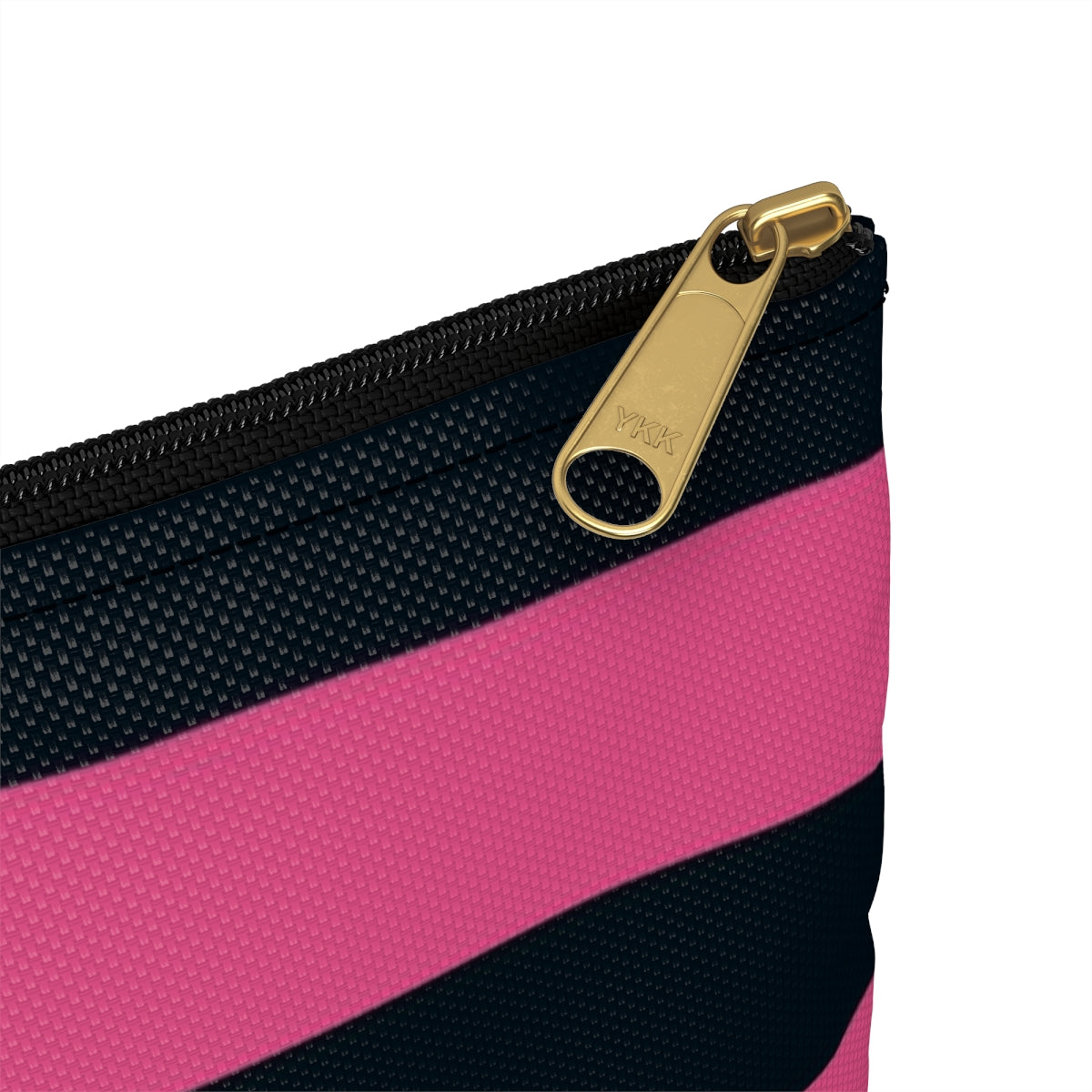 Flat Zipper Pouch - Hot Pink/Navy Stripes