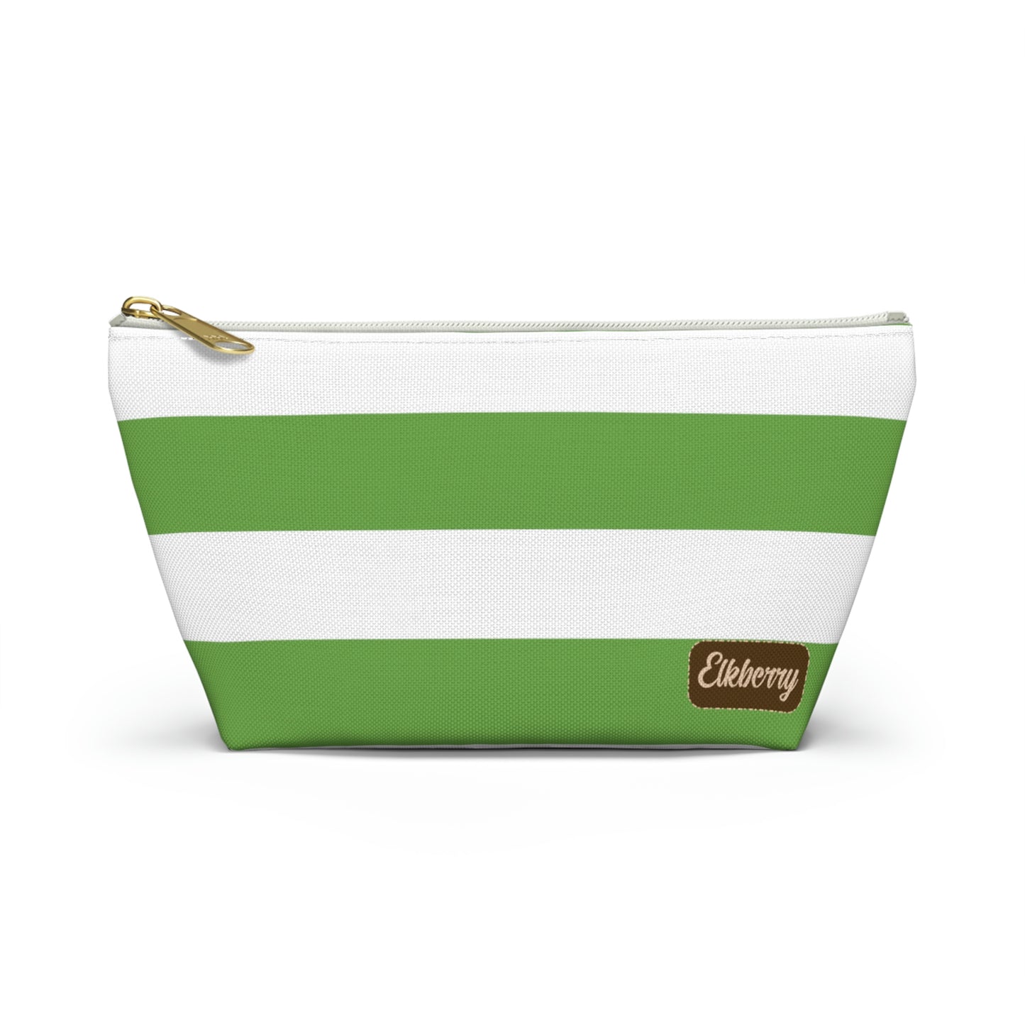 Big Bottom Zipper Pouch - Lime Green/White Stripes