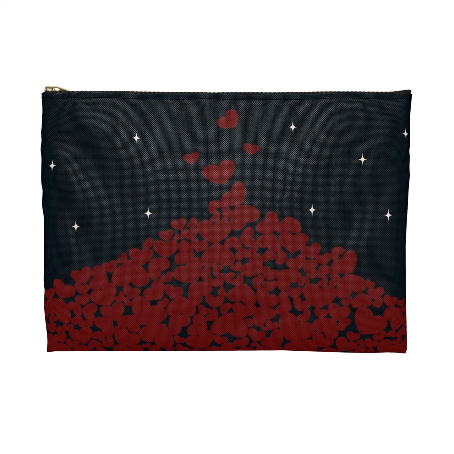 Flat Zipper Pouch - Pile of Hearts on Navy