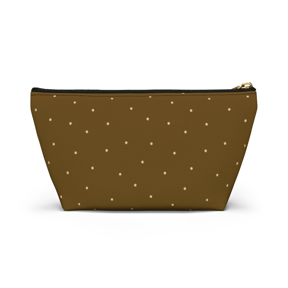 Big Bottom Zipper Pouch - Dots on Mustard