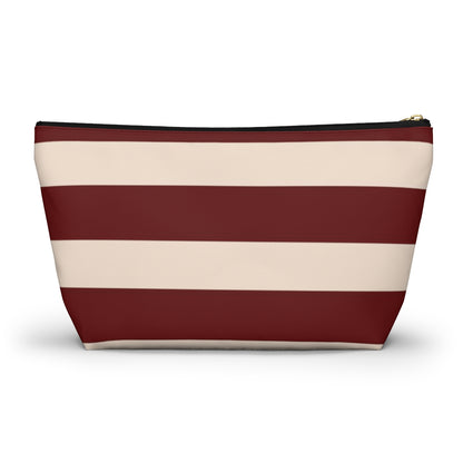 Big Bottom Zipper Pouch - Berry/Cream Stripes