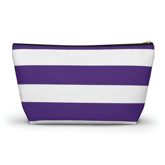 Big Bottom Zipper Pouch - Purple/White Stripes