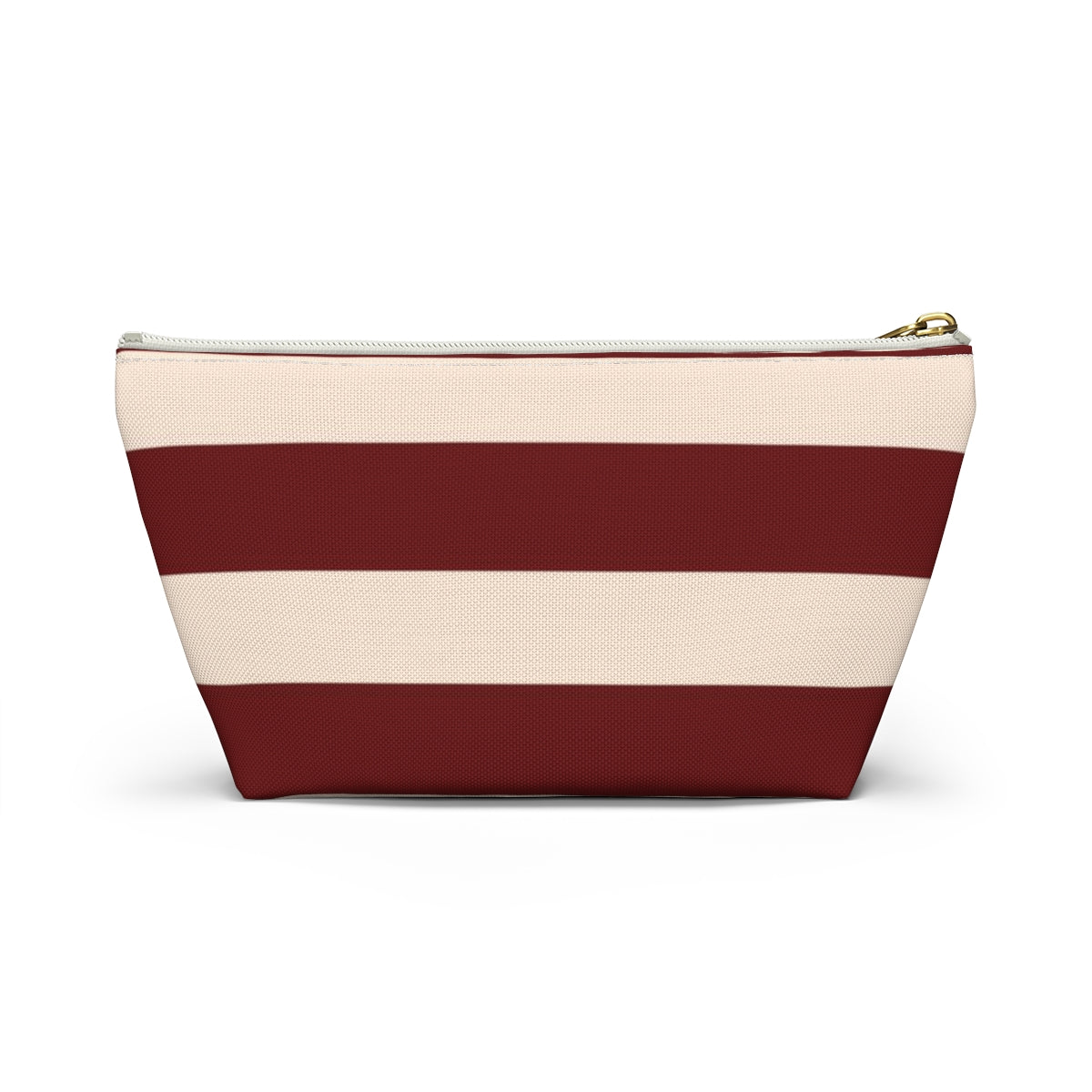 Big Bottom Zipper Pouch - Berry/Cream Stripes