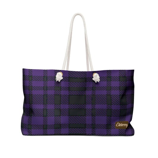 Weekender Tote Bag - Purple Buffalo Check, Purple Plaid