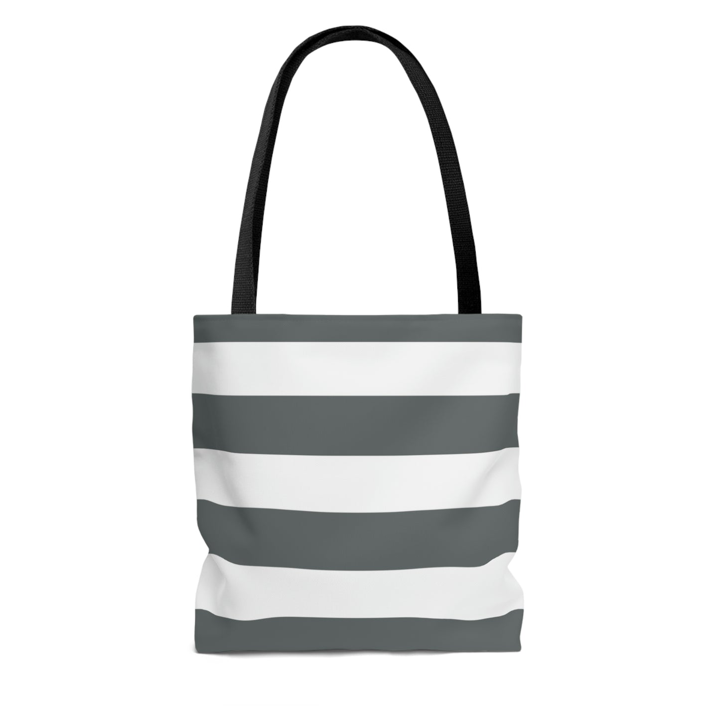 Lightweight Tote Bag - Charcoal Gray/White Stripes