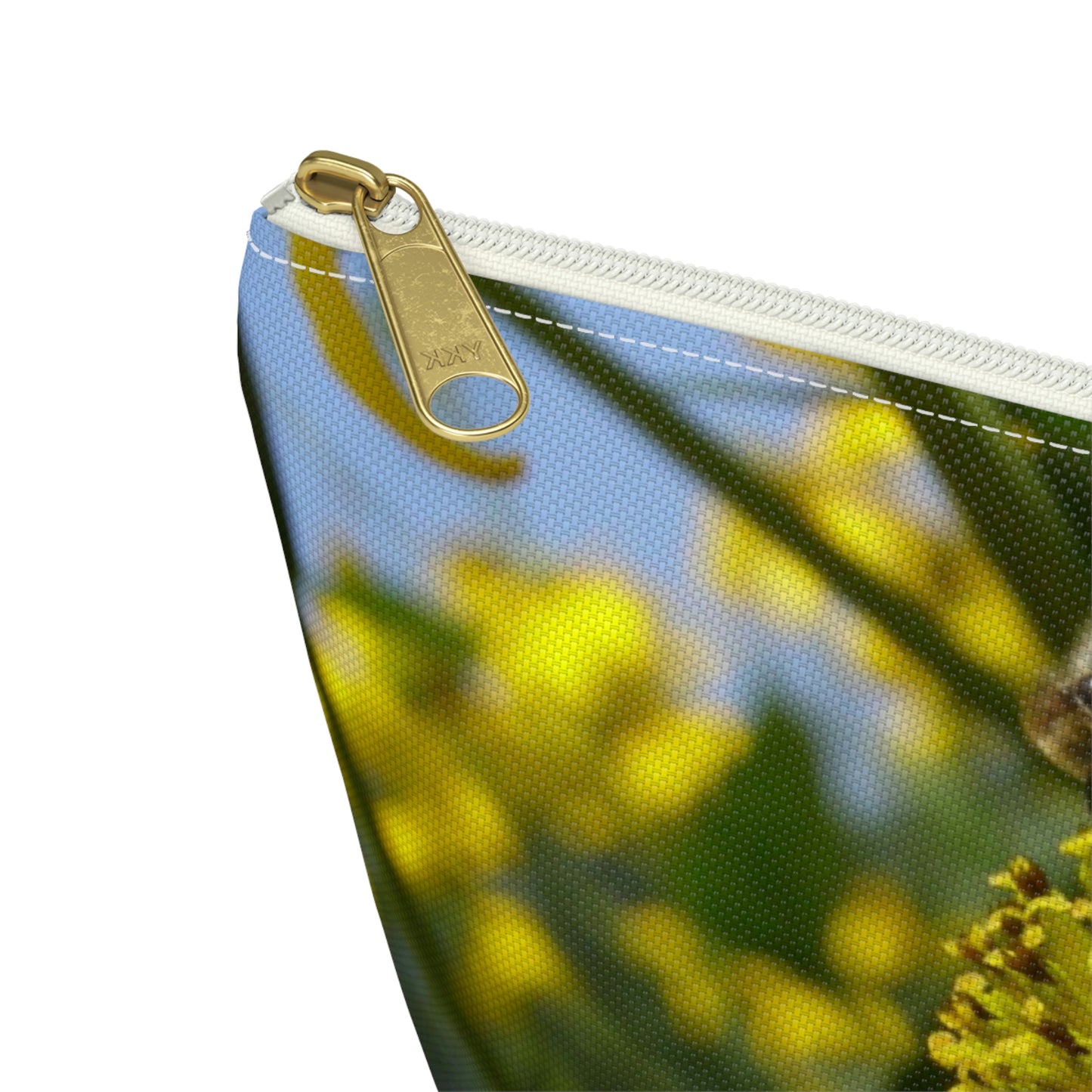 Big Bottom Zipper Pouch - Bee on Yellow Coneflower