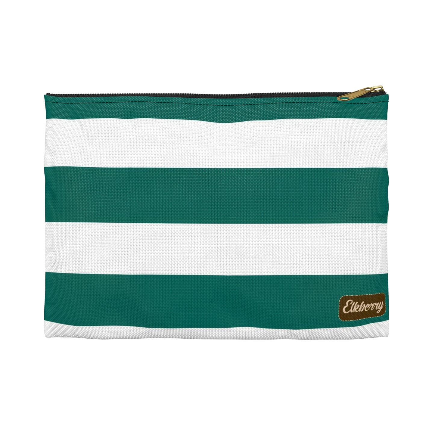 Flat Zipper Pouch - Turquoise/White Stripes