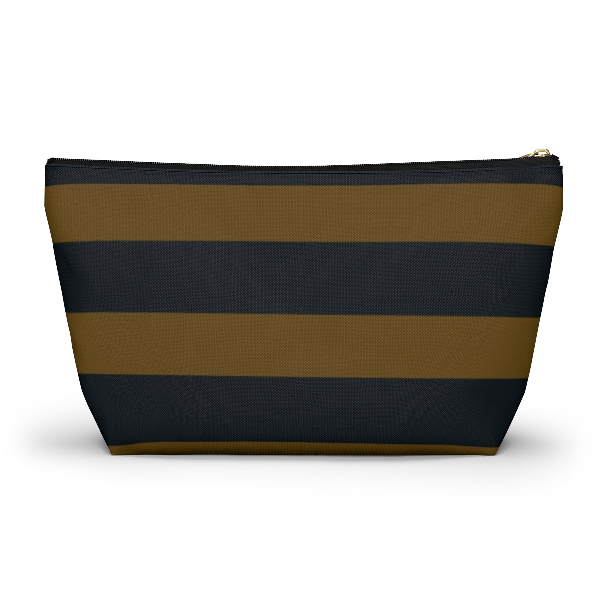 Big Bottom Zipper Pouch - Mustard/Navy Stripes