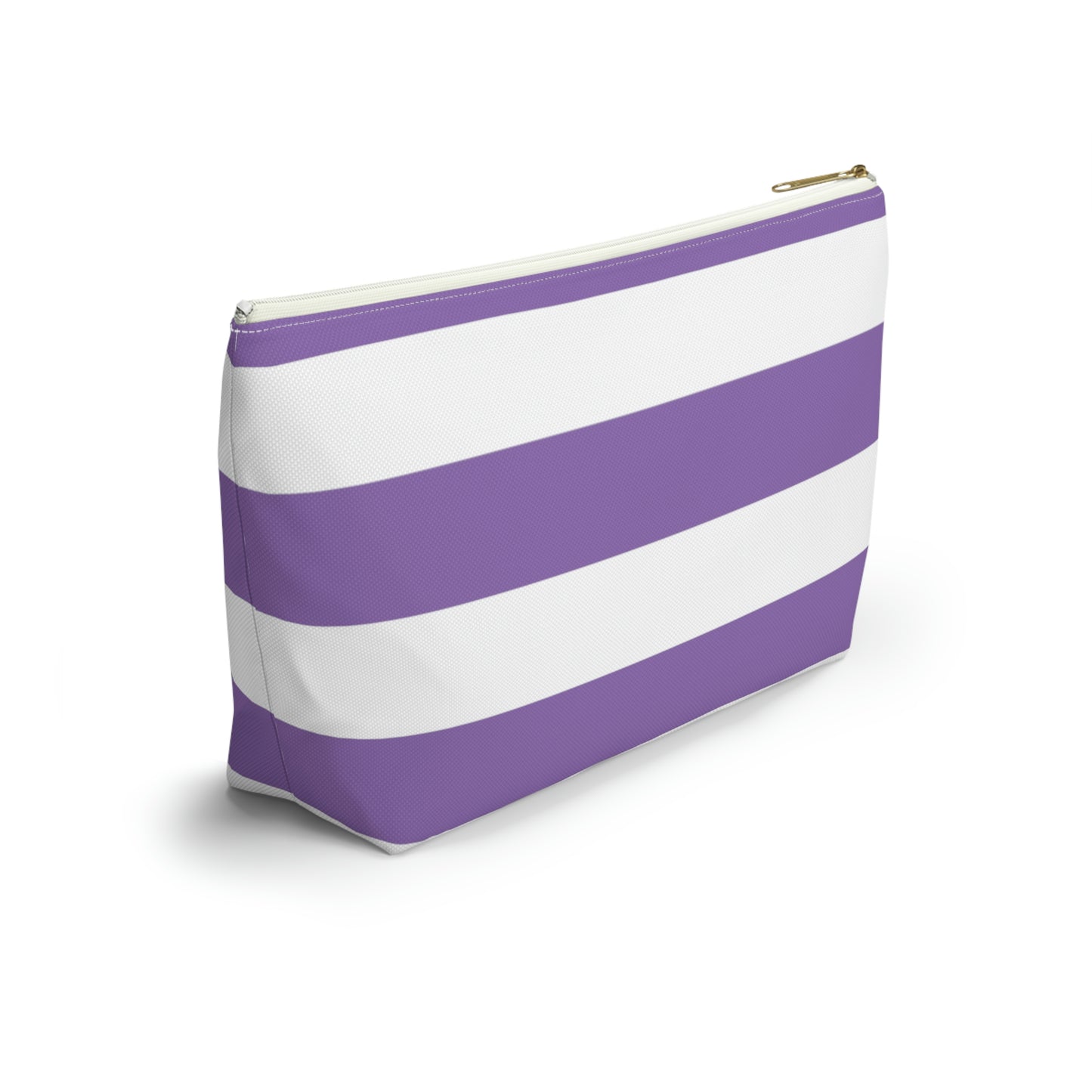 Big Bottom Zipper Pouch - Lilac/White Stripes