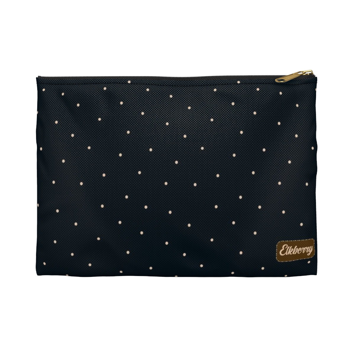 Flat Zipper Pouch - Dots on Navy
