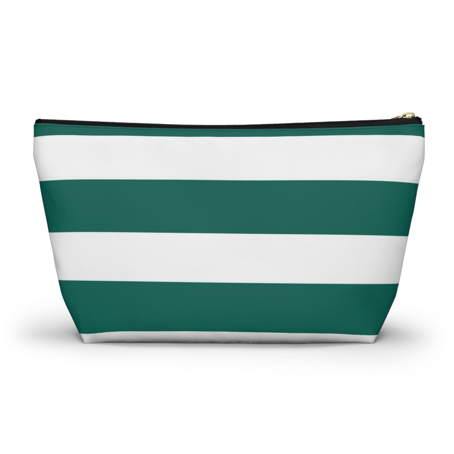 Big Bottom Zipper Pouch - Turquoise/White Stripes