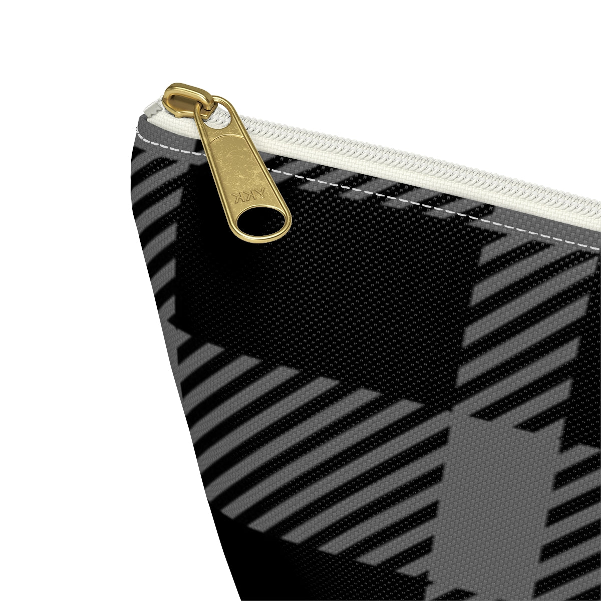 Big Bottom Zipper Pouch - Gray Buffalo Check, Gray Plaid