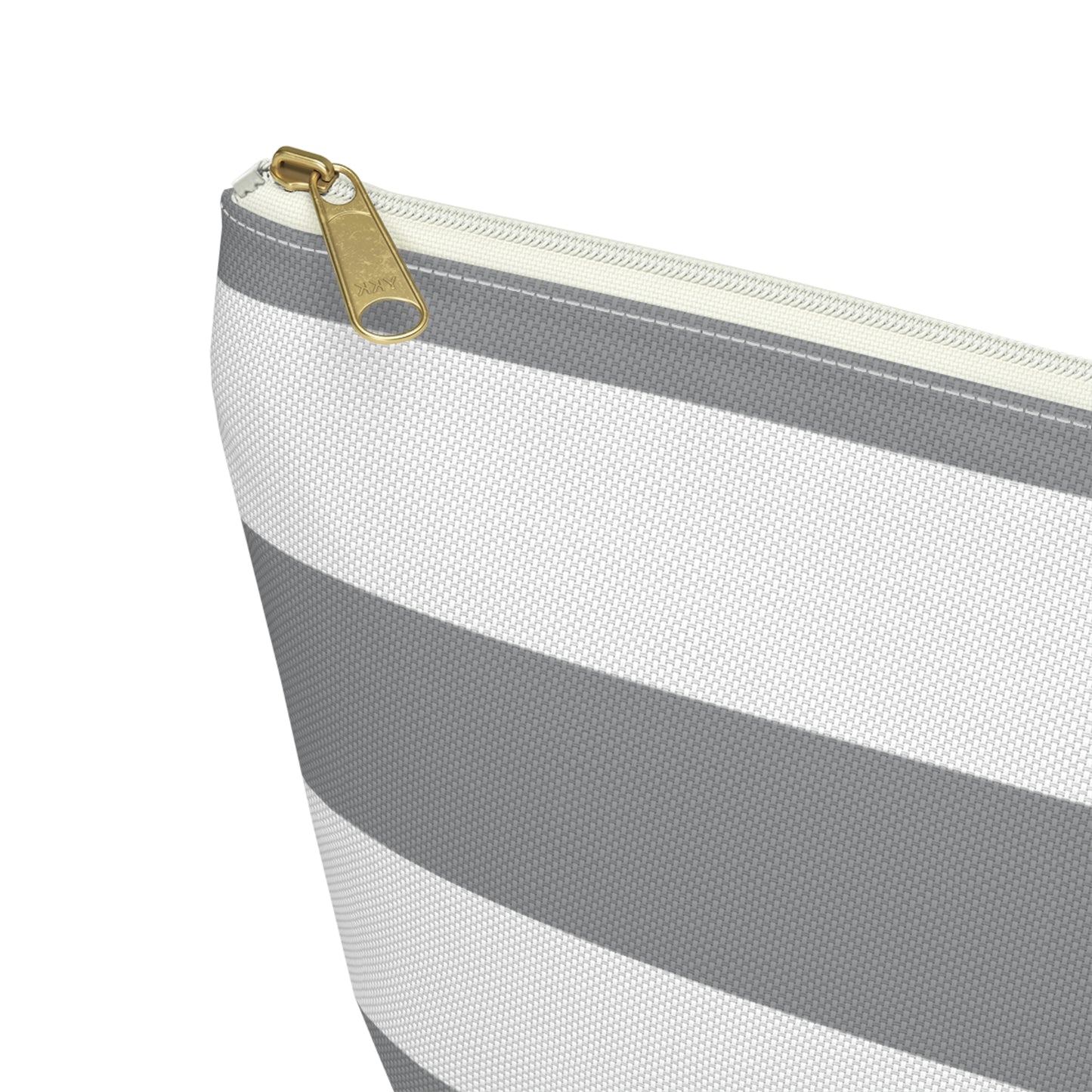 Big Bottom Zipper Pouch - Ash Gray/White Stripes