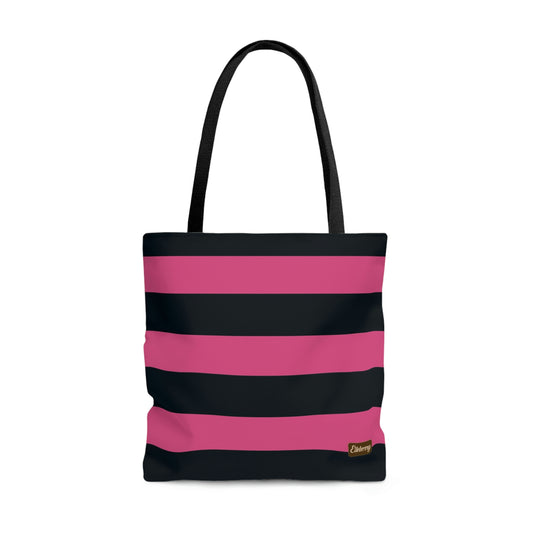 Lightweight Tote Bag - Hot Pink/Navy Stripes