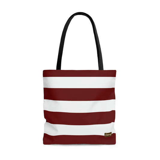 Lightweight Tote Bag - Berry/White Stripes
