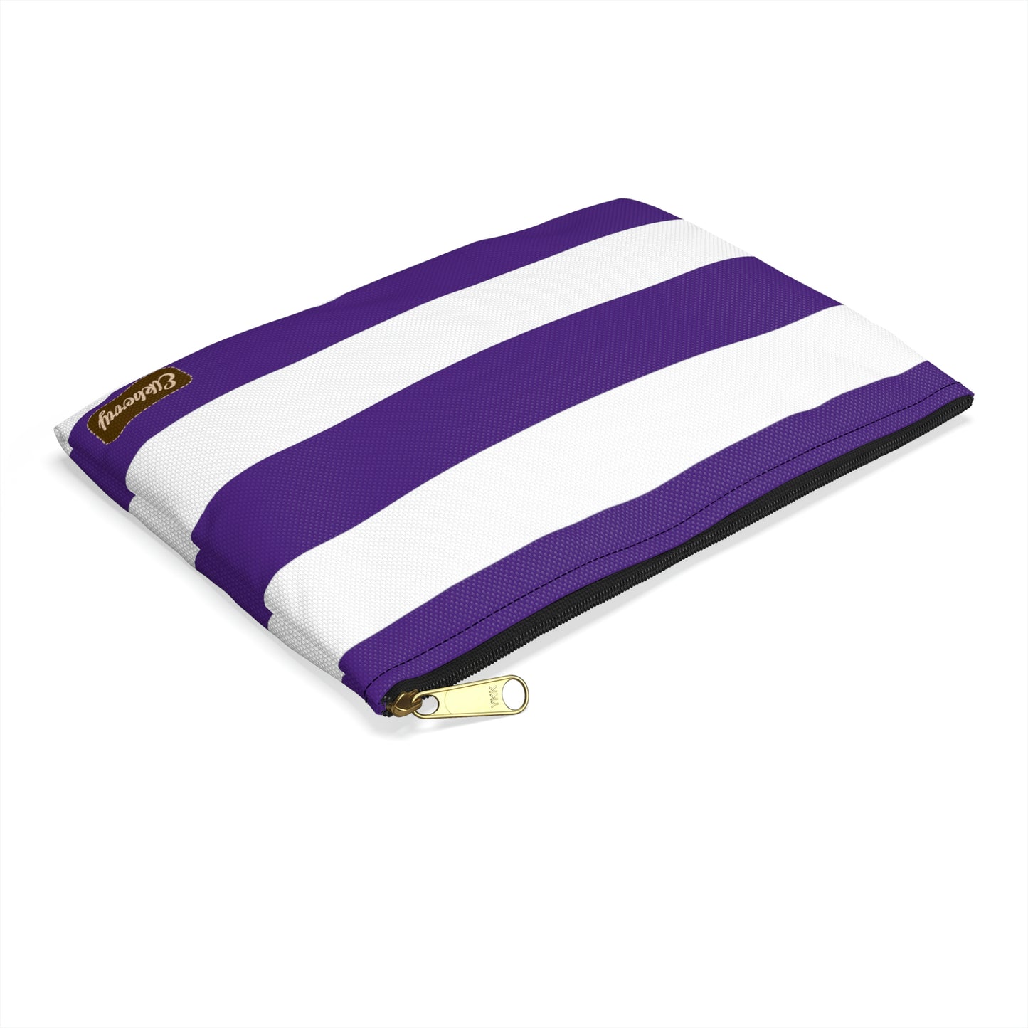 Flat Zipper Pouch - Purple/White Stripes