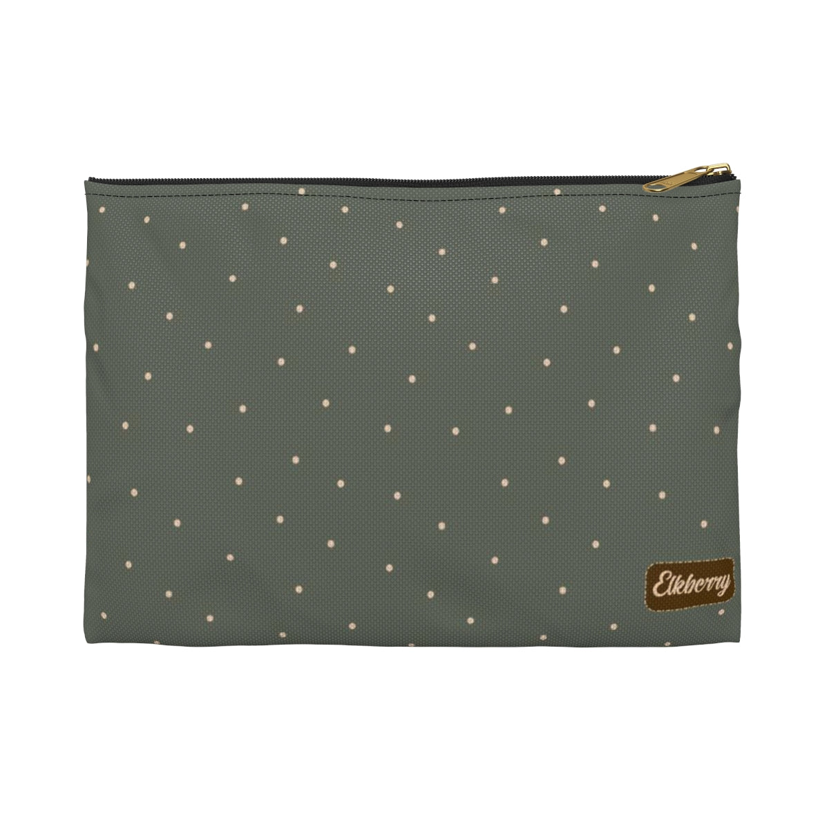 Flat Zipper Pouch - Dots on Sage