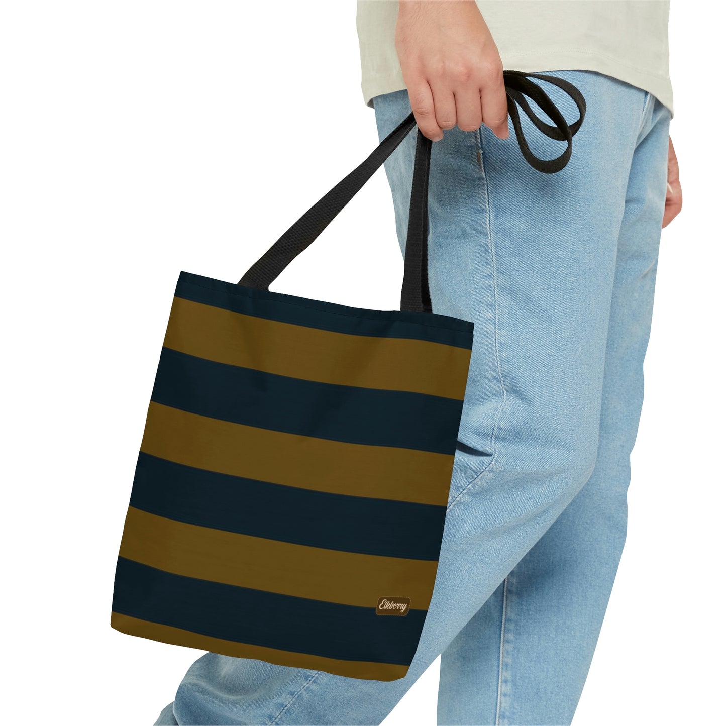 Lightweight Tote Bag - Mustard/Navy Stripes