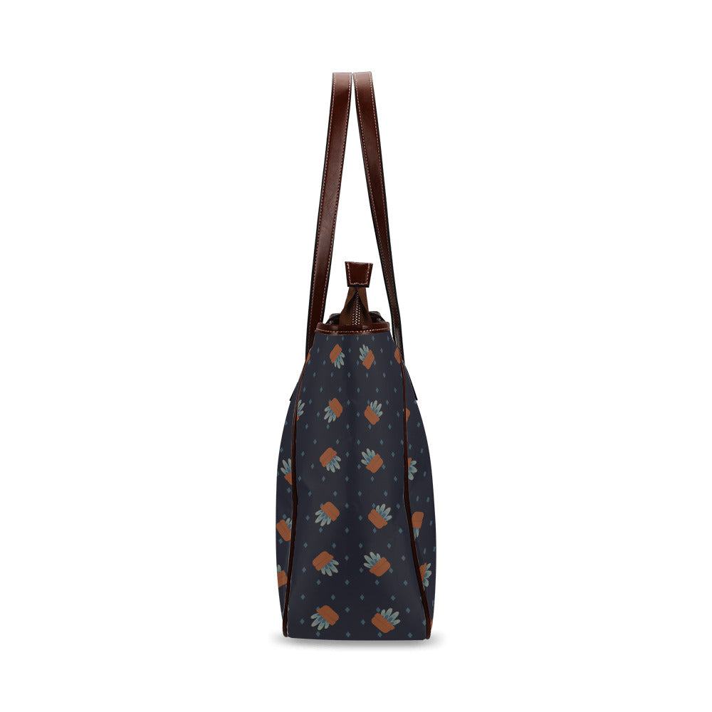 Little Plants - Navy Classic Tote Handbag