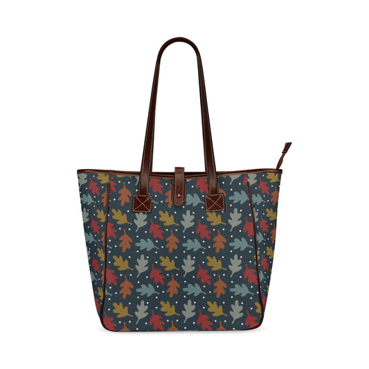 Fall Leaves - Navy Classic Tote Handbag