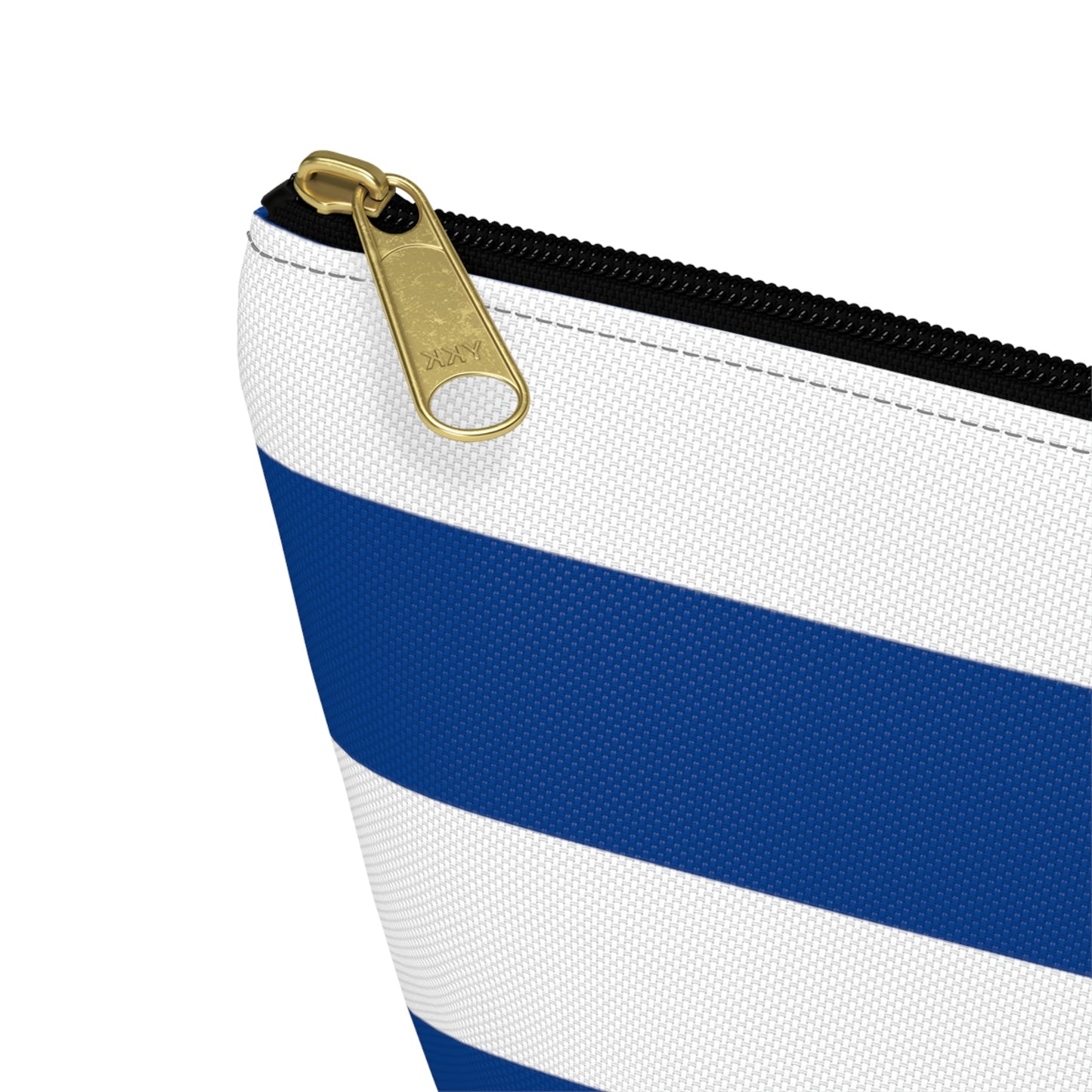 Big Bottom Zipper Pouch - True Blue/White Stripes