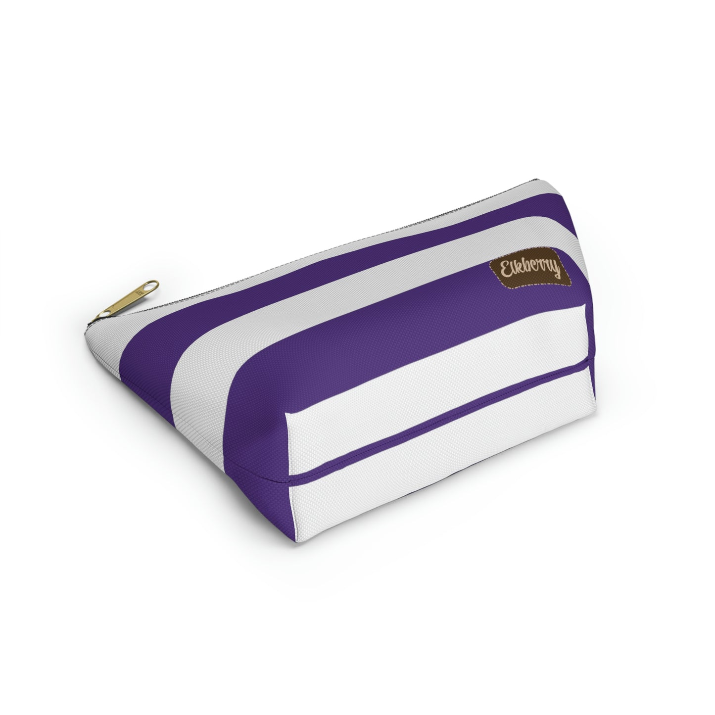 Big Bottom Zipper Pouch - Purple/White Stripes