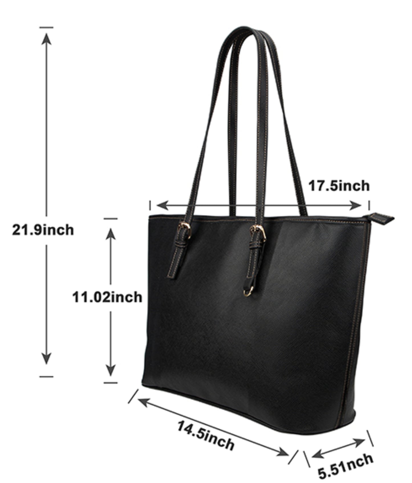 Mushroom Family - Vegan Leather Zipper Tote Handbag (Large)