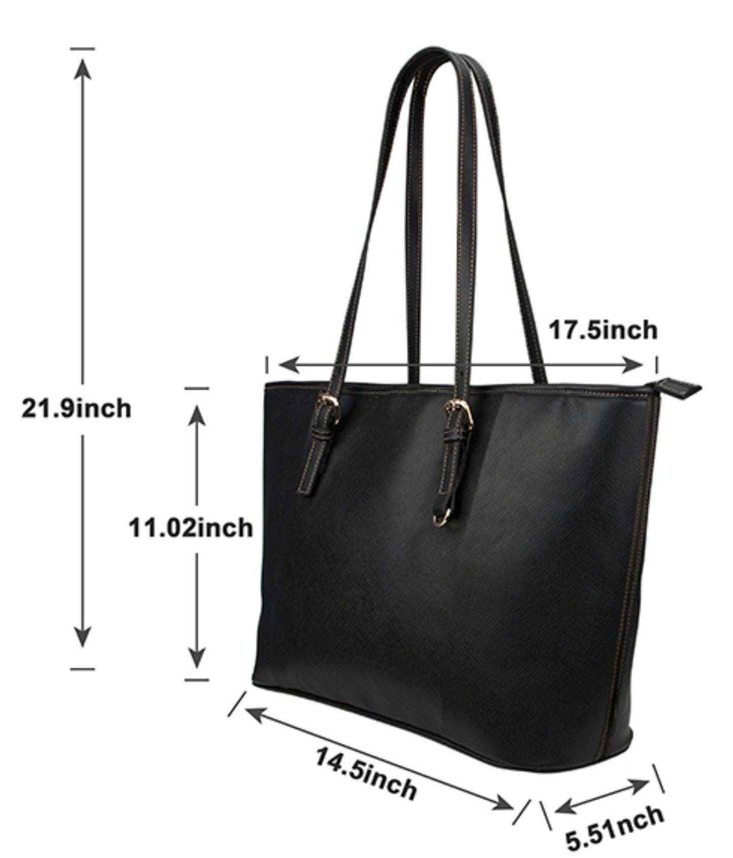 Herringbone - Navy Vegan Leather Zipper Tote Handbag (Large)
