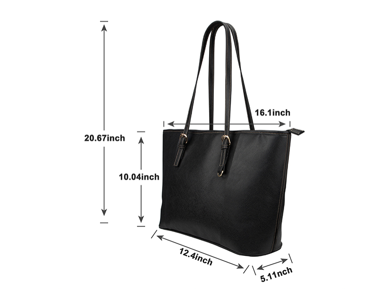 Fall Leaves Vegan Leather Zipper Tote Handbag (Small)