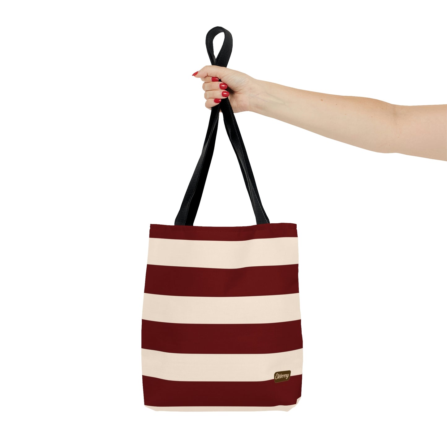 Lightweight Tote Bag - Berry/Cream Stripes