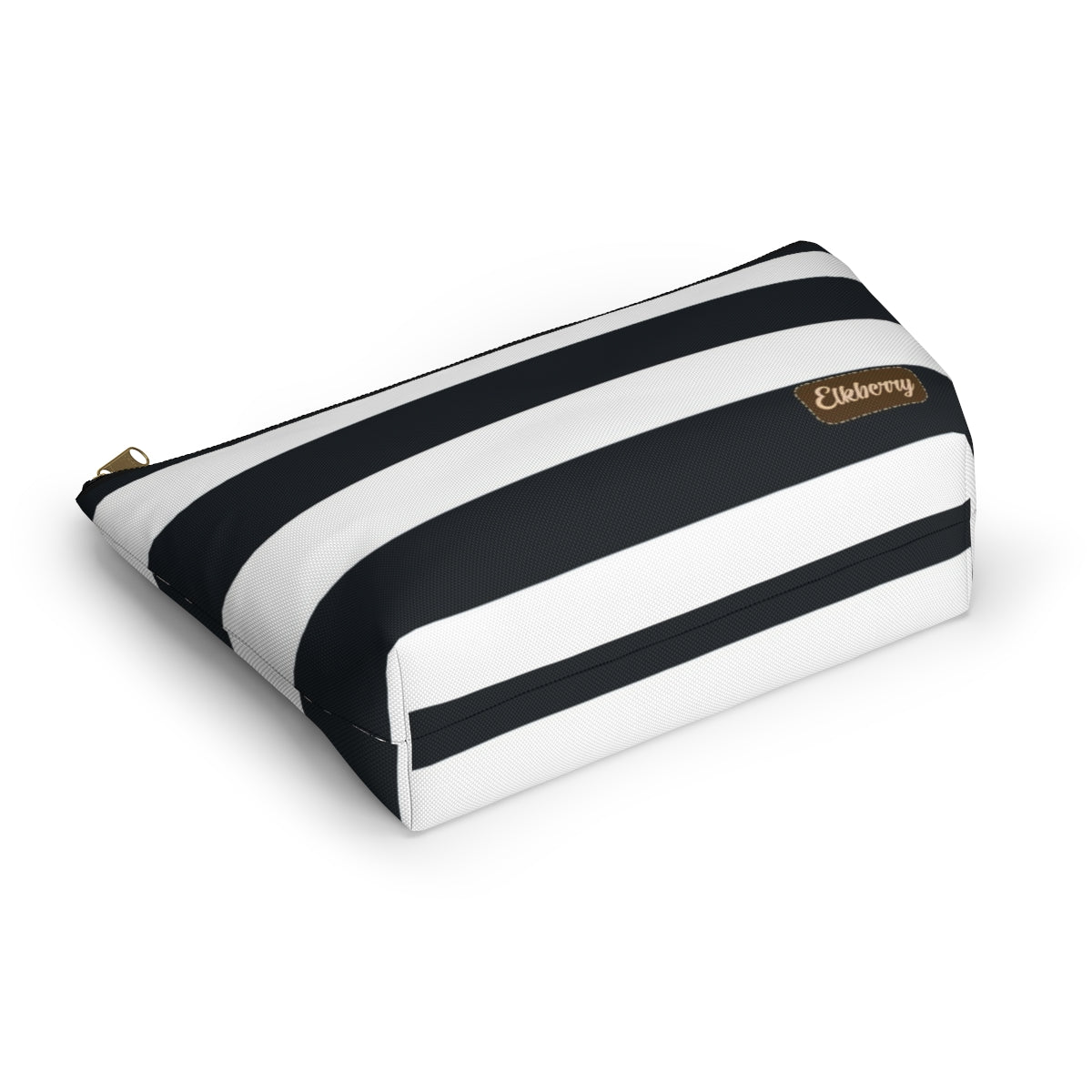 Big Bottom Zipper Pouch - Navy/White Stripes