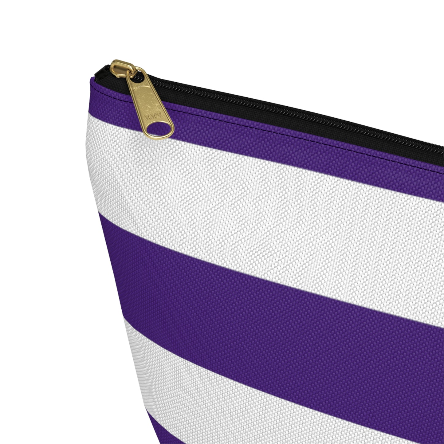 Big Bottom Zipper Pouch - Purple/White Stripes