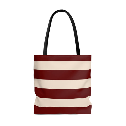 Lightweight Tote Bag - Berry/Cream Stripes