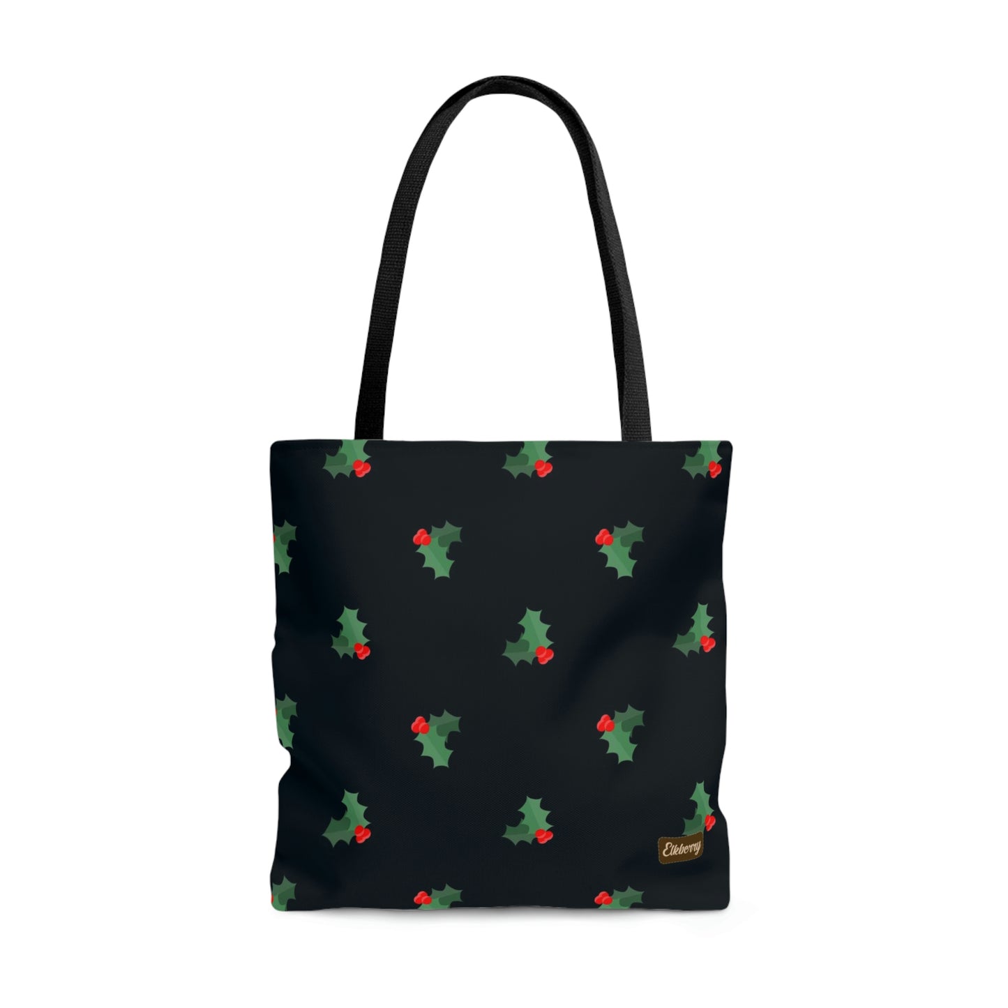 Lightweight Tote Bag - Holly Berries & Leaves on Navy