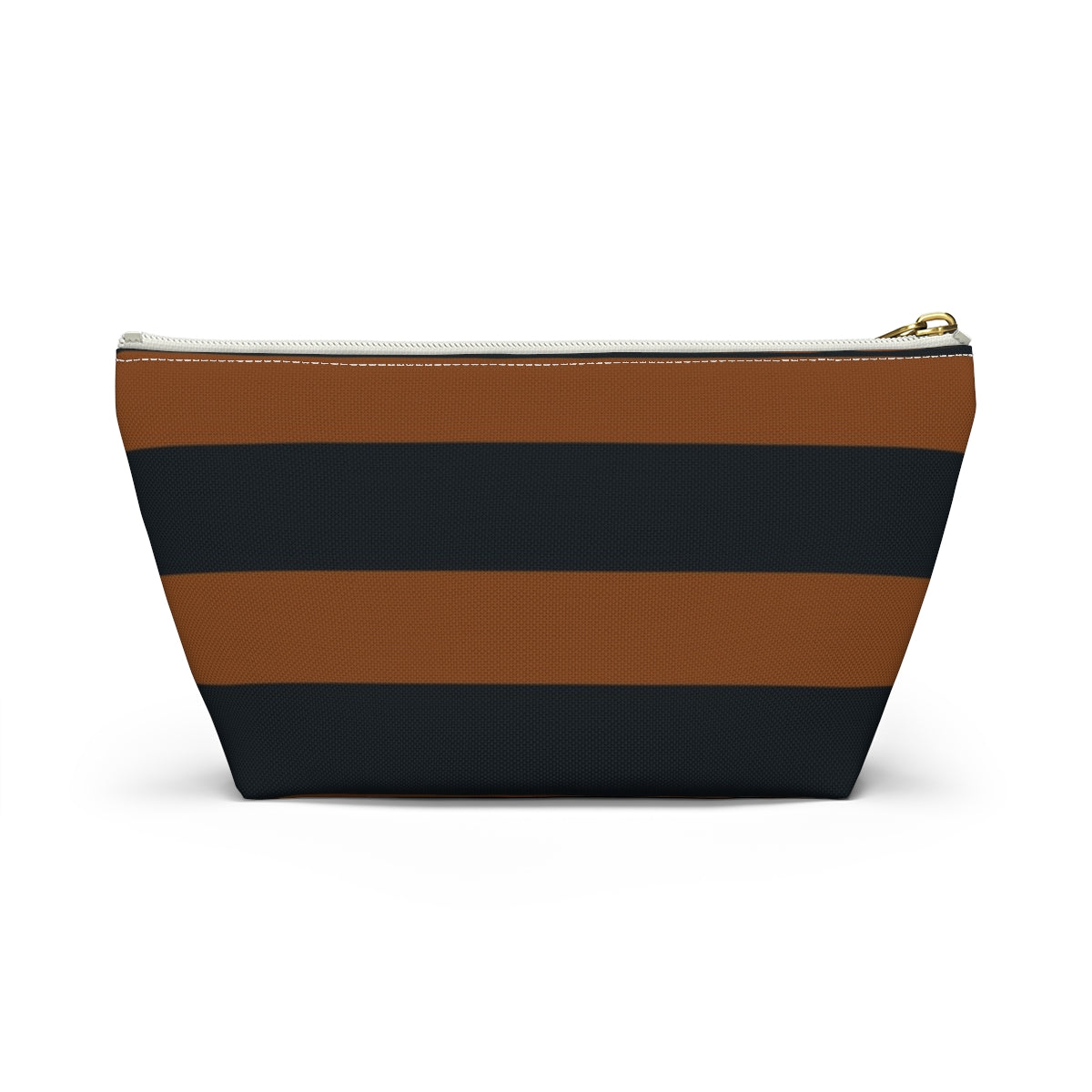 Big Bottom Zipper Pouch - Pumpkin/Navy Stripes
