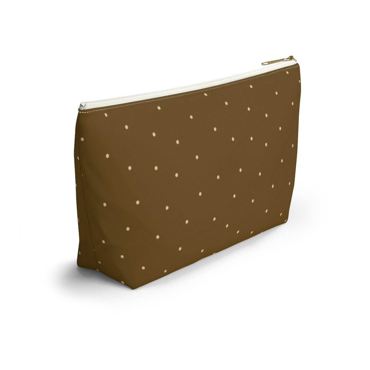 Big Bottom Zipper Pouch - Dots on Mustard