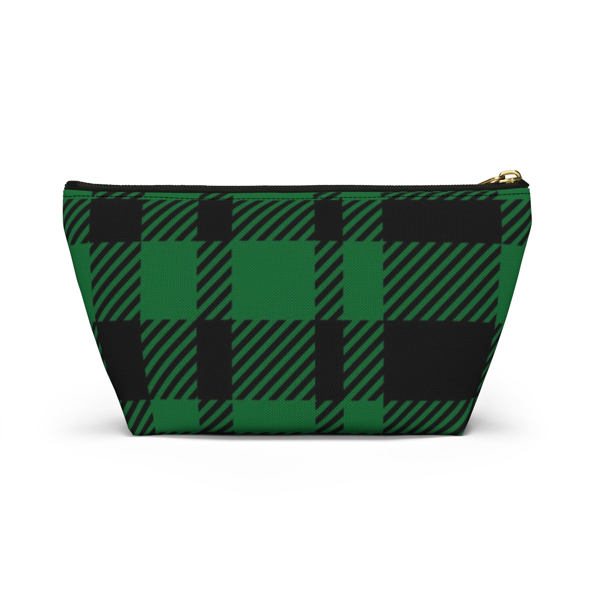 Big Bottom Zipper Pouch - Green Buffalo Check, Green Plaid