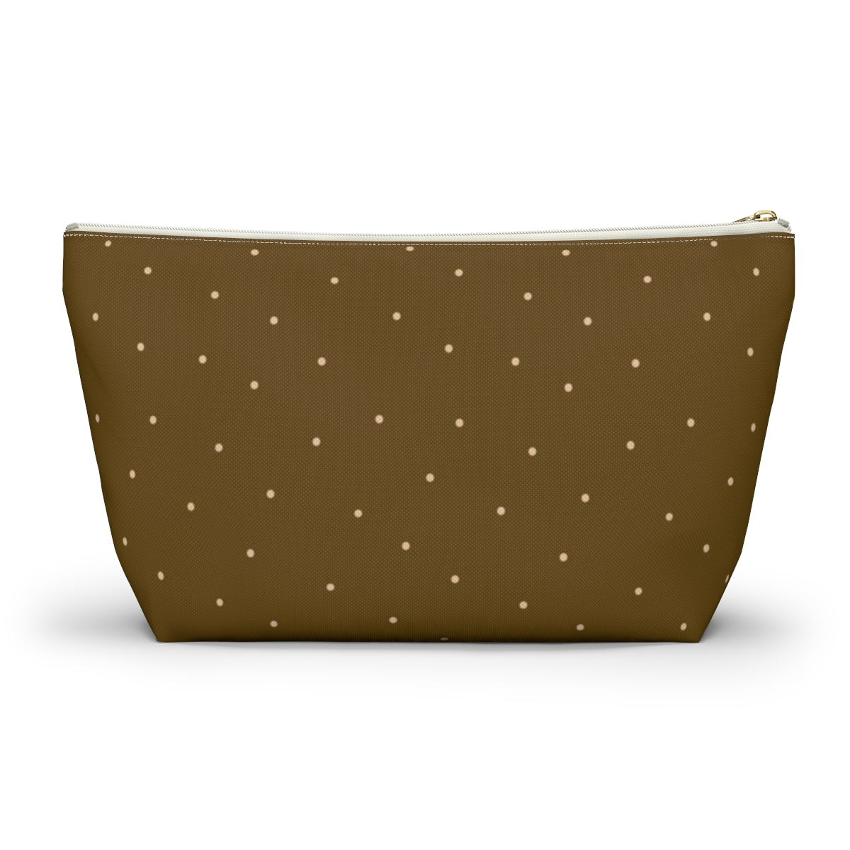 Big Bottom Zipper Pouch - Dots on Mustard