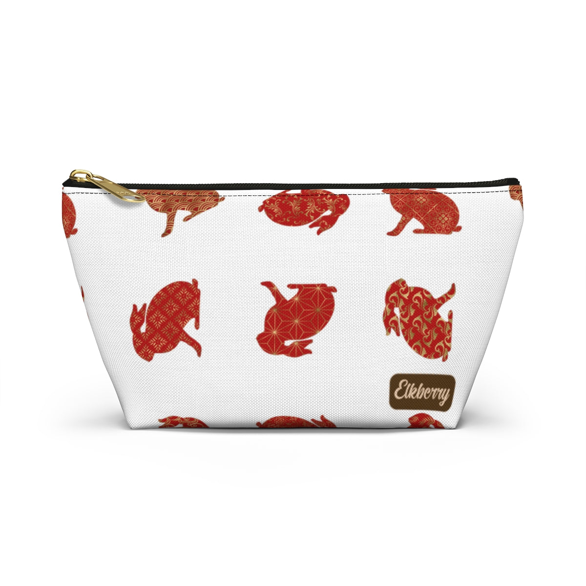 Big Bottom Zipper Pouch - Rabbit Silhouette