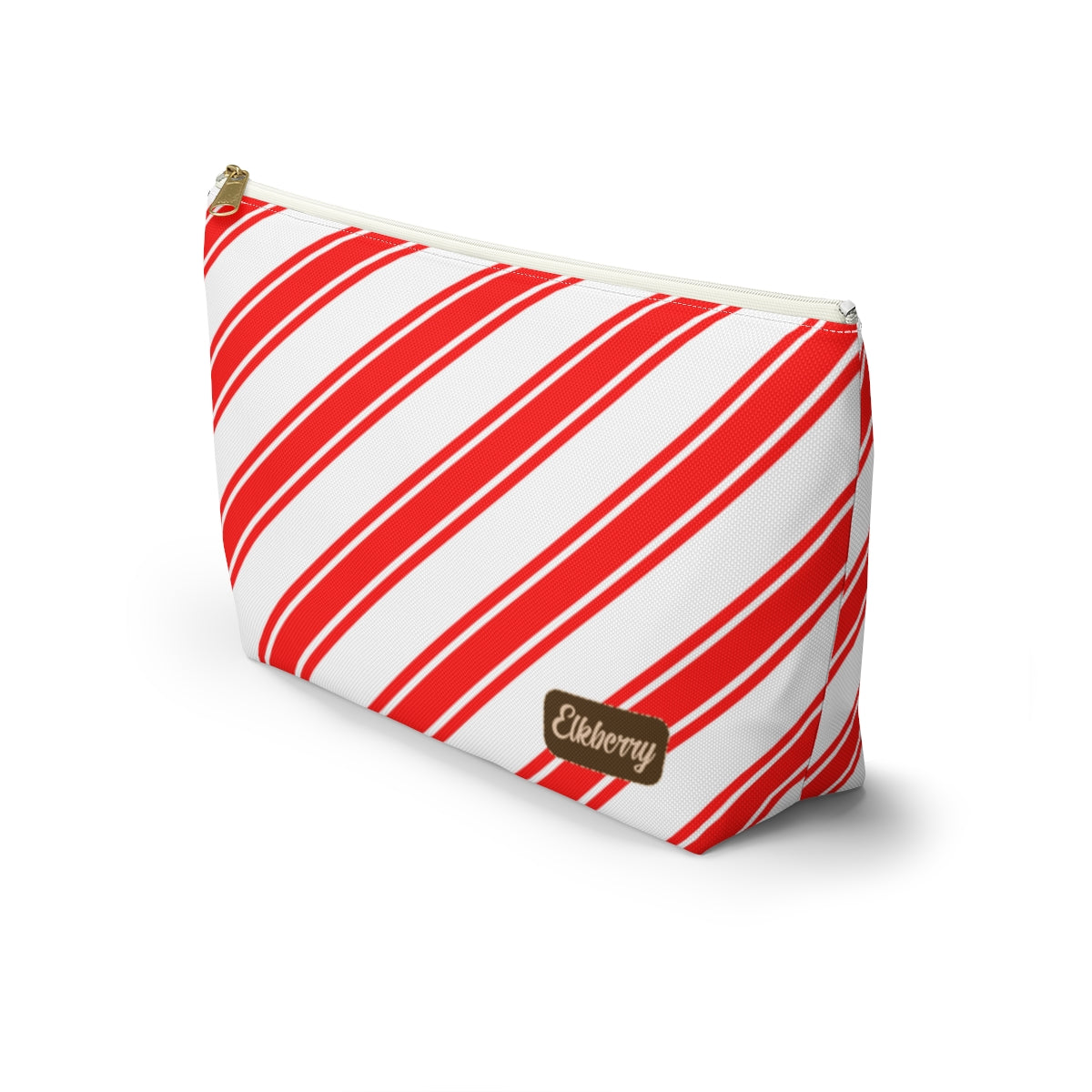 Big Bottom Zipper Pouch - Peppermint Candy Cane Stripes