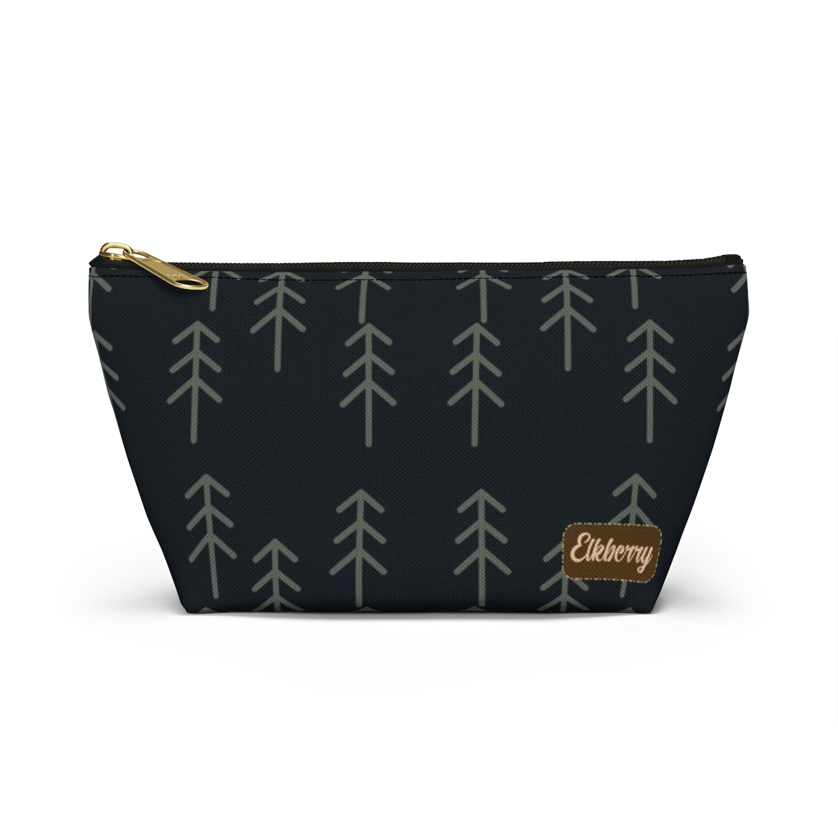 Big Bottom Zipper Pouch - Stick Trees in Navy
