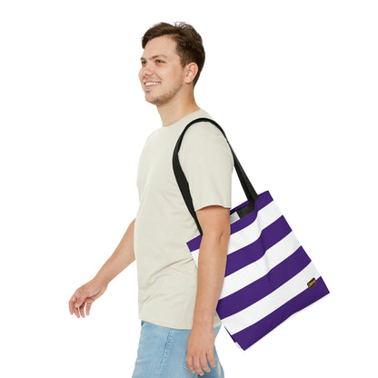 Lightweight Tote Bag - Purple/White Stripes