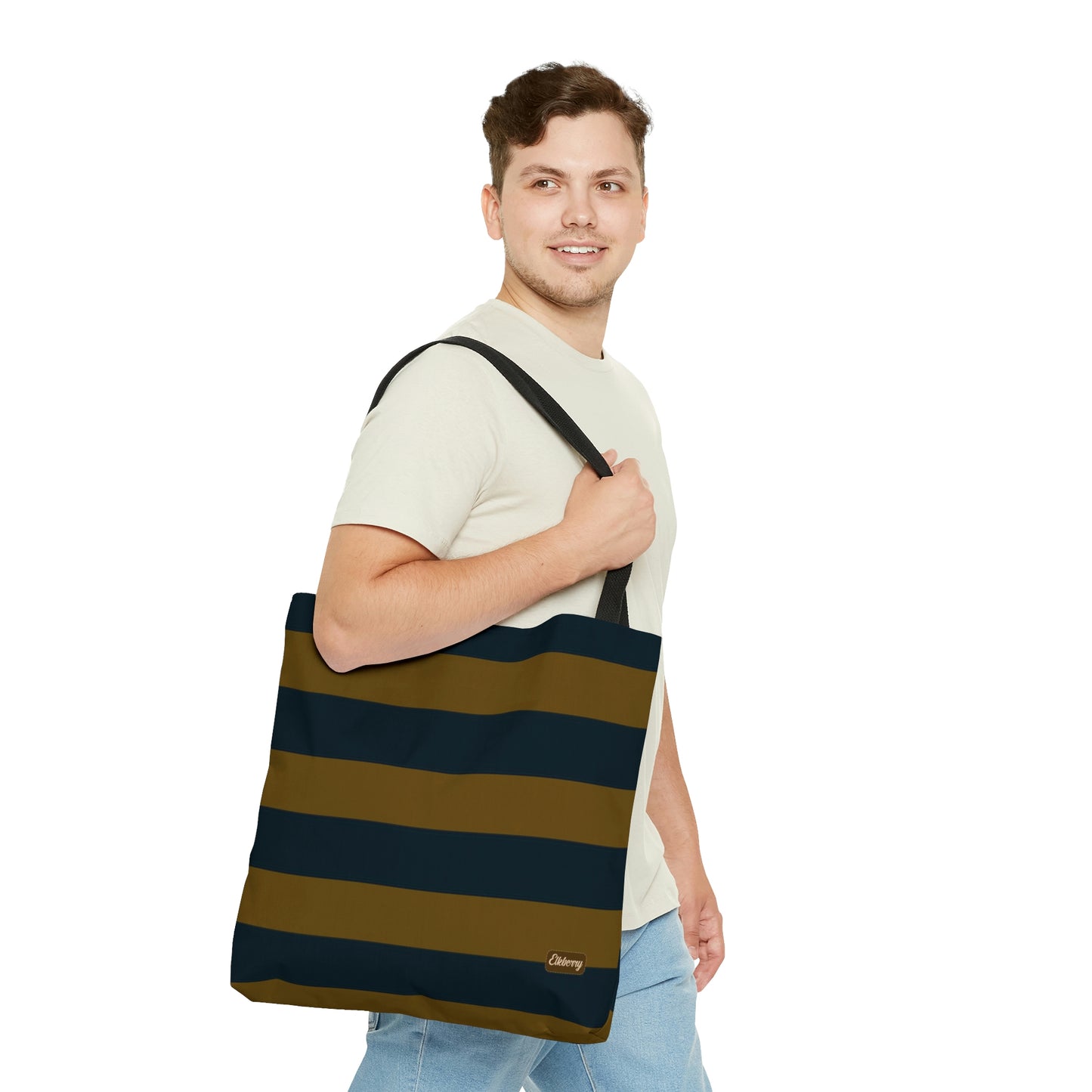 Lightweight Tote Bag - Mustard/Navy Stripes
