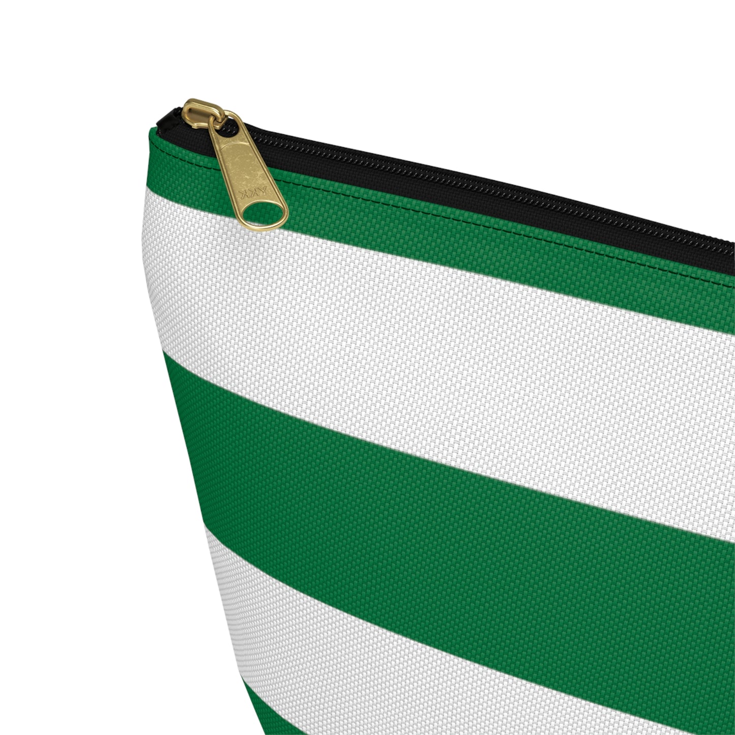 Big Bottom Zipper Pouch - Kelly Green/White Stripes
